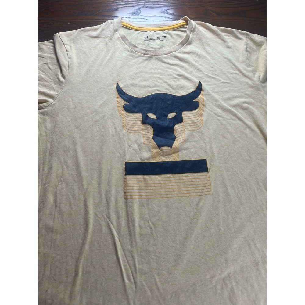 Under Armour Project Rock Brahama Bull T-Shirt Men's Blood Sweat XL Yellow